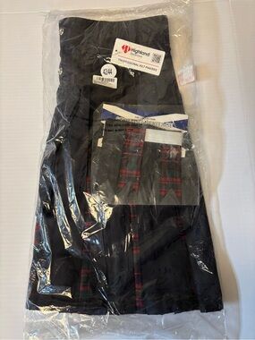 Heritage Black Kilt  with Red and Green Tartan Trim